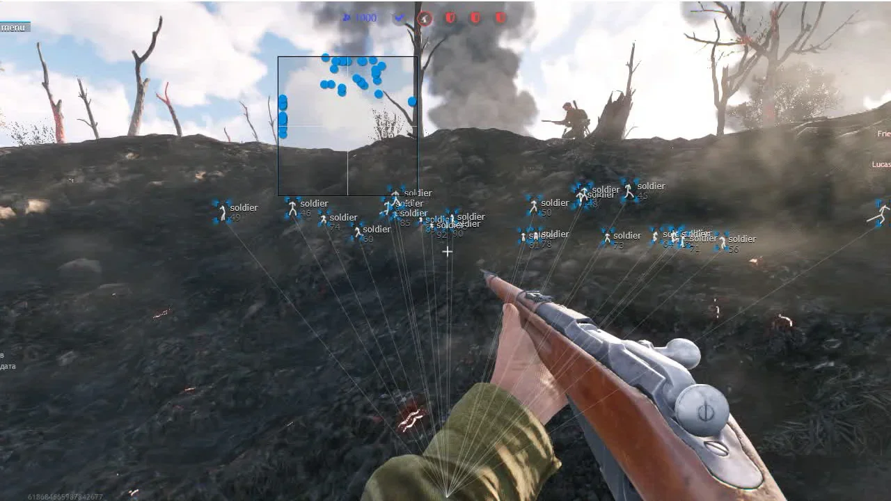 Enlisted Cheats gameplay clip with ESP and aim overlay